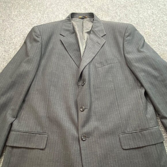 Luca Rossi ItaliaSuit Jacket Mens 46L Gray Pinstripe 150'S Hightech Fabric - Picture 9 of 16